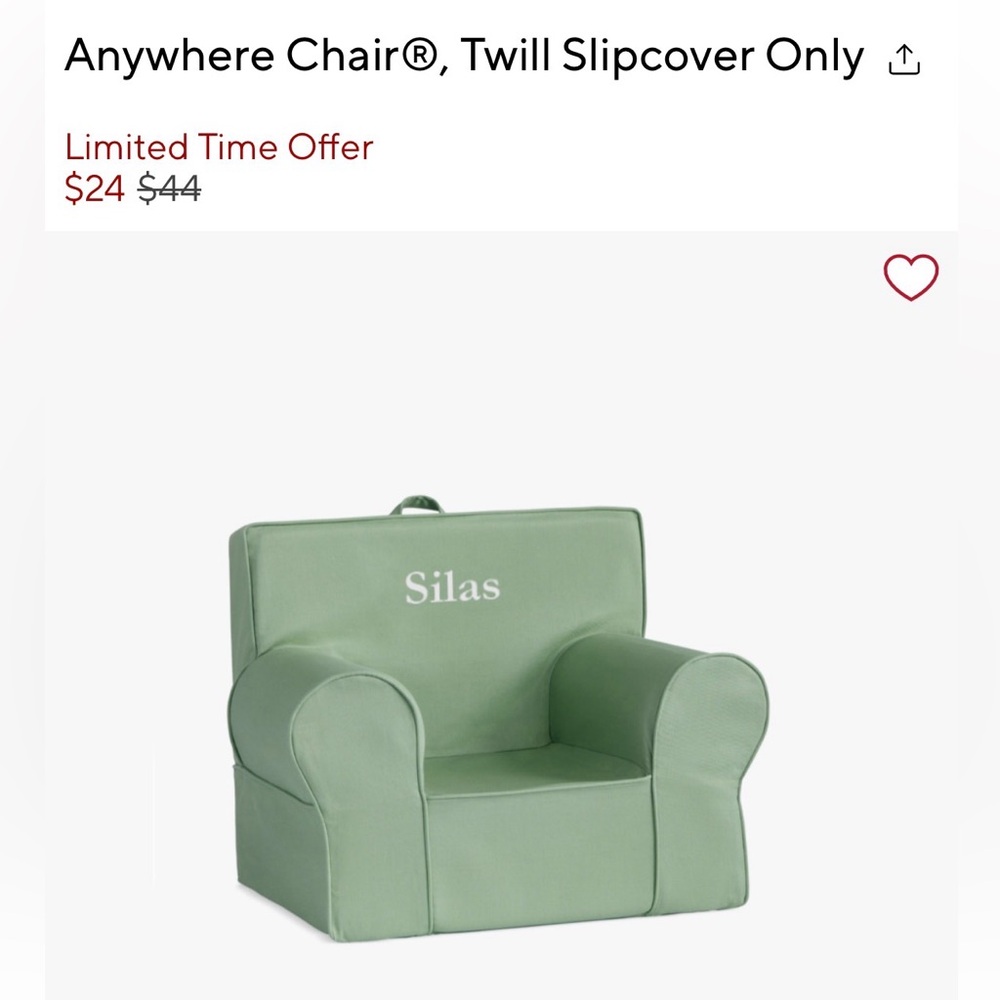 Pottery Barn Kids Green Anywhere Chair Slipcover